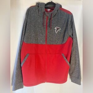 Atlanta Falcons NFL Team Apparel Red Gray Full‎ Zip Hoodie Sweatshirt Mens Large